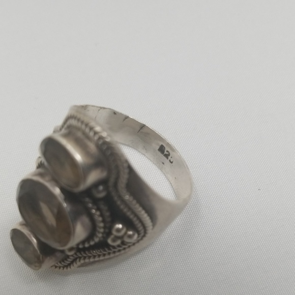 Sterling Silver Smokey Quartz Statement Ring size 8 - Picture 6 of 6